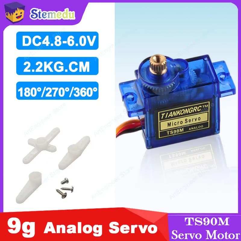 Micro servo analogico Full Metal Gear TS90M Angolo controlabile da 90/180/270/360 gradi 360 ° Rotazione continua per giocattoli fai da te per auto RC