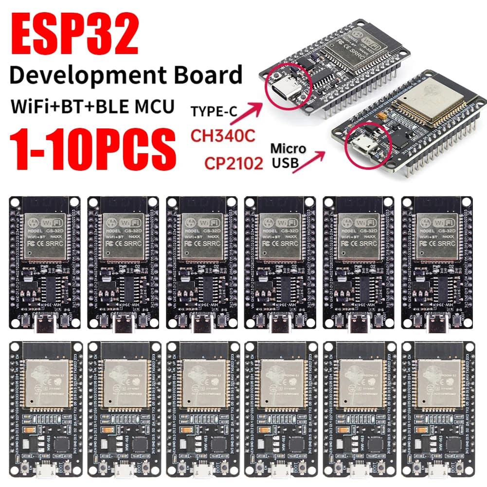 Scheda di Sviluppo ESP32 10-1PC ESP-32S ESP-32 Dual Core, Modulo Wireless WiFi Bluetooth con Antenna