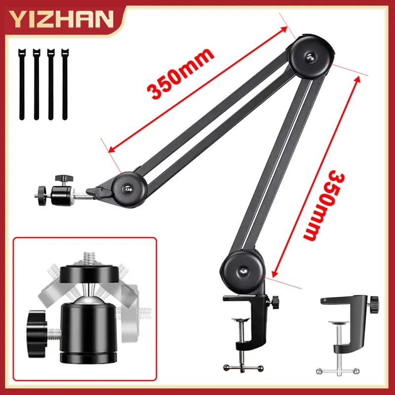 YIZHAN Supporto per microscopio digitale Supporto pieghevole per aggiornamento e braccio per sospensione da palco Supporto per base a forbice Staffa per microfono resistente