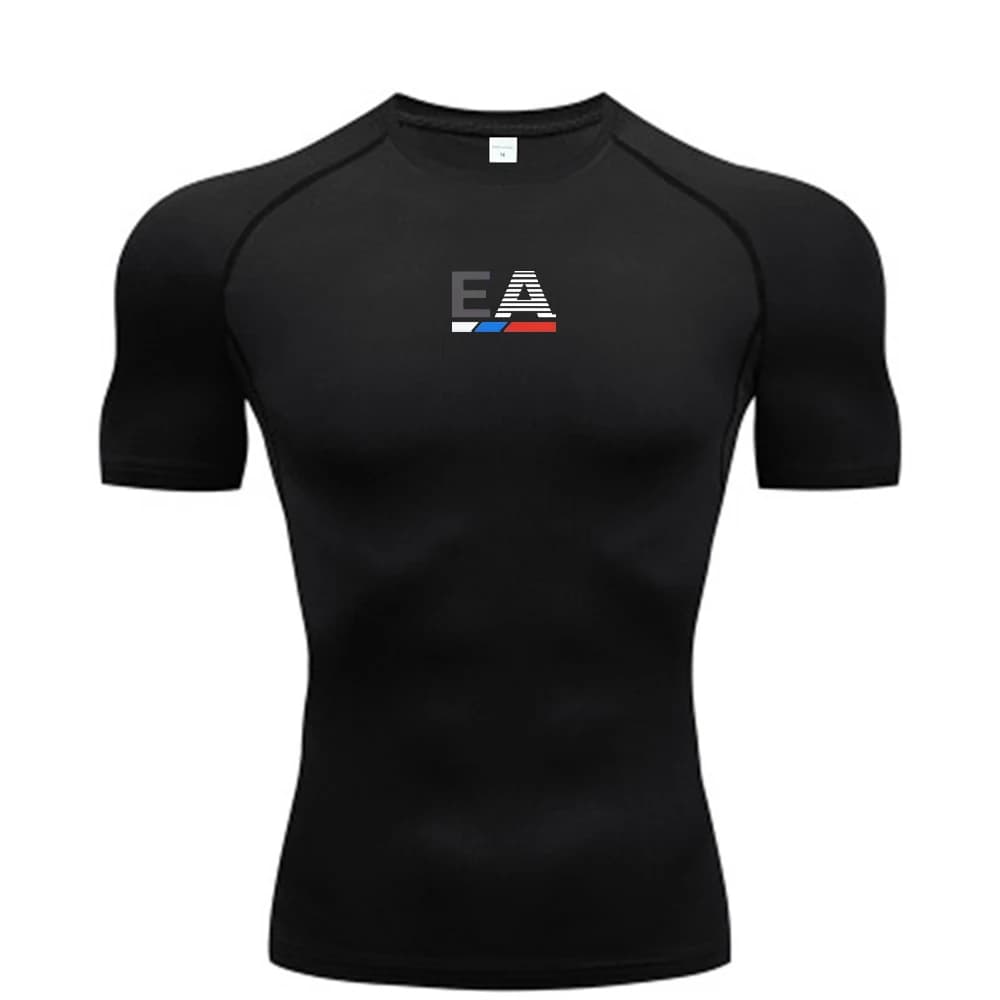 Maglietta a Compressione da Corsa per Uomo, Manica Corta, T-shirt Sportiva per Palestra e Fitness, Abbigliamento Sportivo Maschile, Tuta da Jogging, Maglia Atletica