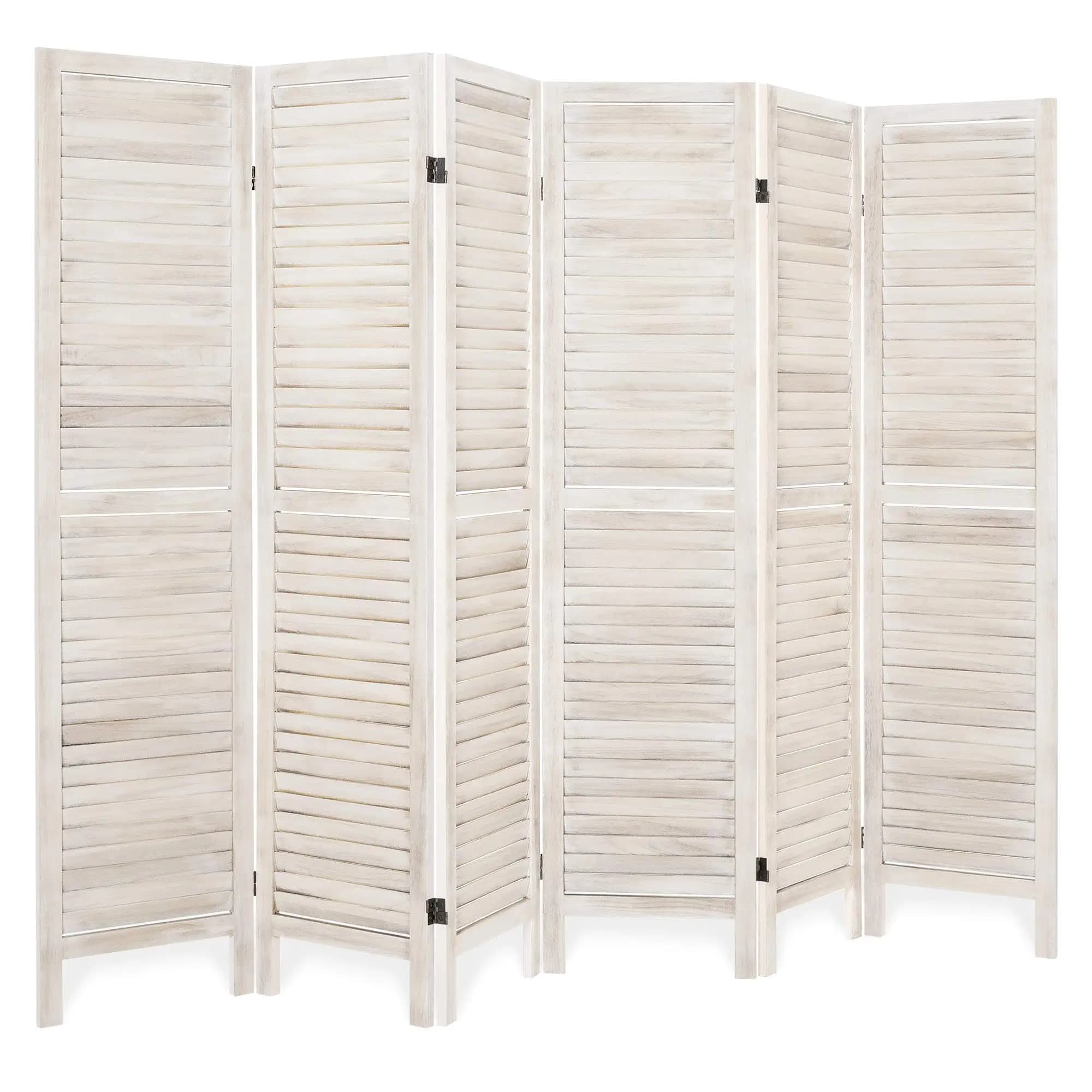 6-Panel Wooden Folding Room Divider Privacy Screen For Living Room Bedroom Apartment