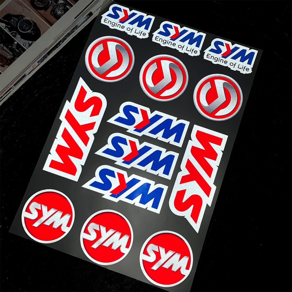 Per Sym SYMPHONY 125 50 JET 14 125 14-50 FIDDL 50 Adesivo riflettente per moto Moto Scooter Corpo Casco Accessori in vinile Decalcomania
