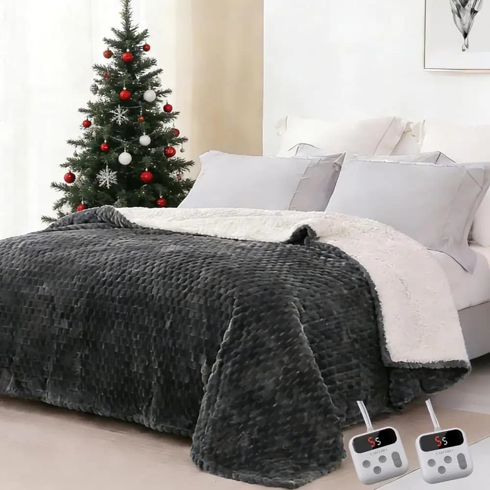 Coperta elettrica riscaldata King Size 90 x 100 pollici, con doppio controllo, 10 livelli di riscaldamento e spegnimento automatico dopo 10 ore, Cozy Sot leece