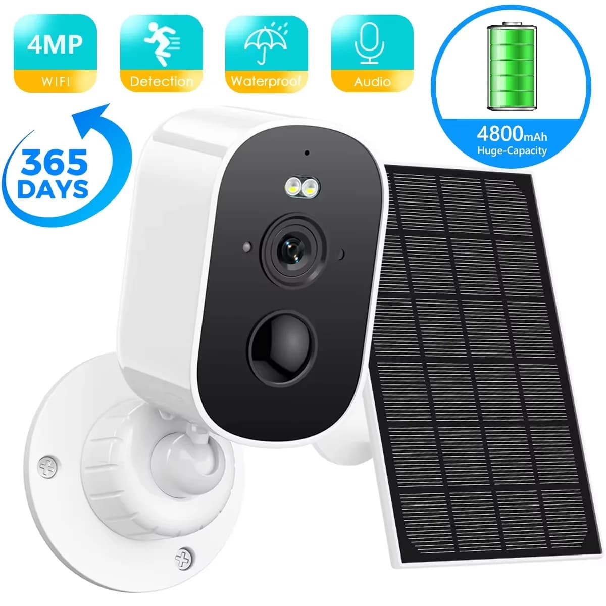 BESDER 4MP 2K WiFi Telecamera alimentata a batteria solare Wireless Sicurezza esterna HD PIR Rilevazione umana iCSee CCTV Video sorveglianza