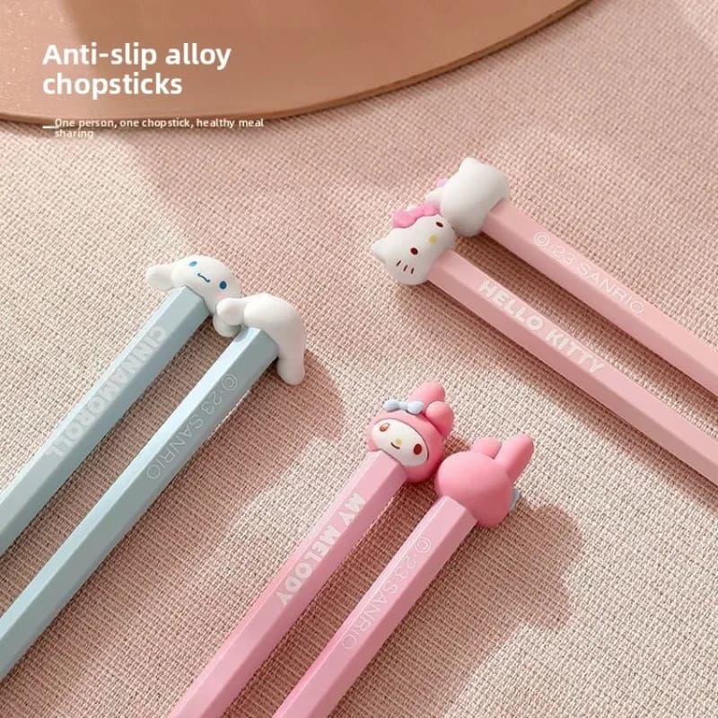 Cute Cartoon Chopsticks Kawaii Cat Design Reusable Japanese Style Tableware Kitchen Dining Set For Women Teens Gift wholesale