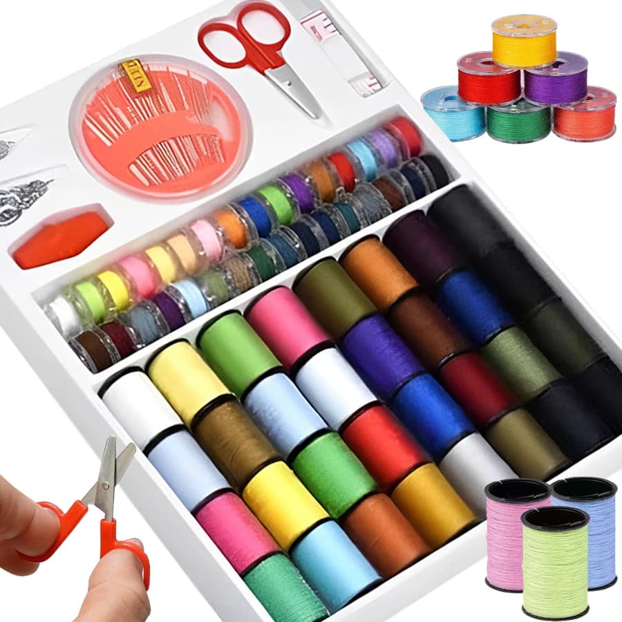 1 set di filo da cucito set kit da cucito per la casa con forbici uncinetto ago da cucito metro a nastro accessori artigianali fatti a mano fai da te