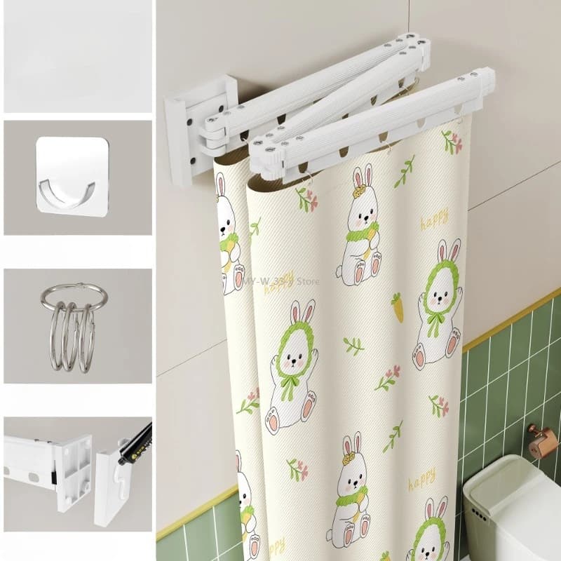 Nessuna perforazione per divisorio da bagno Separazione asciutta e bagnata Tenda EVA Tenda da doccia pieghevole impermeabile con ventose