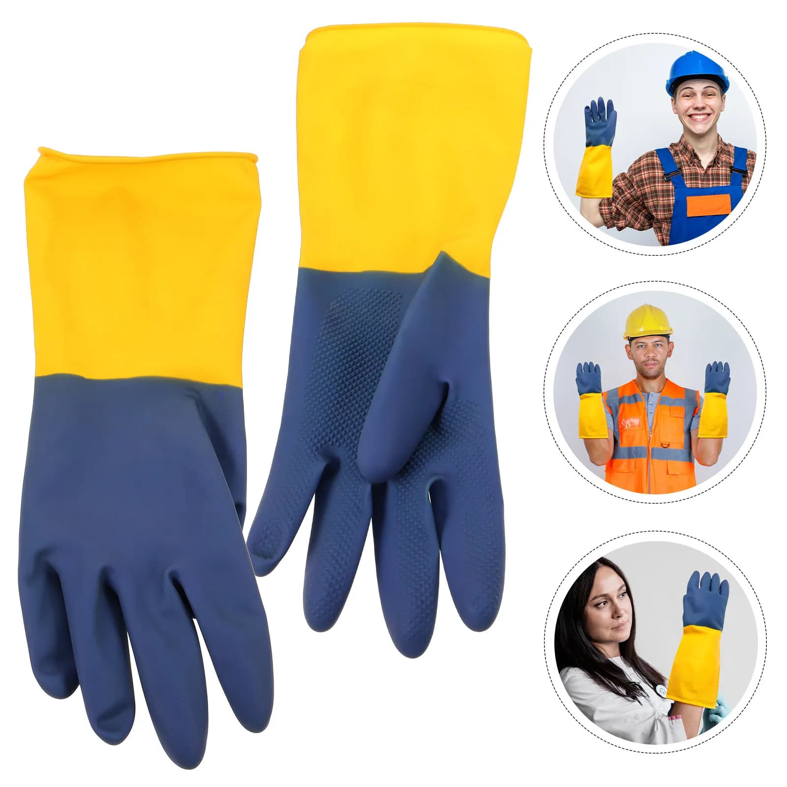 1 paio di guanti in lattice resistenti agli acidi e agli alcali, guanti protettivi antiscivolo resistenti all'usura per giardinaggio e laboratorio