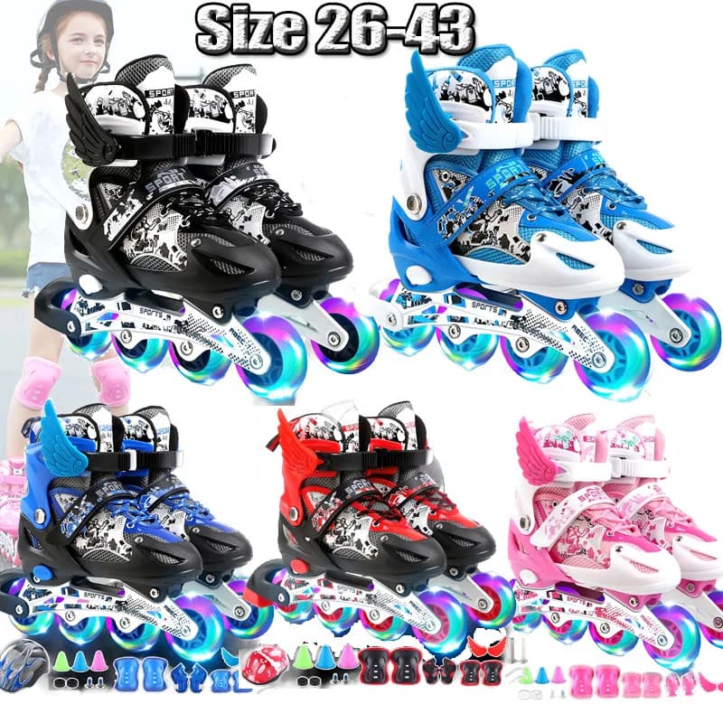 Skates Roller Inline Adjustable Children Kids Boys Girls Sneakers Rollers Illuminating Wheels Outdoor Sports Roller Skates Shoes