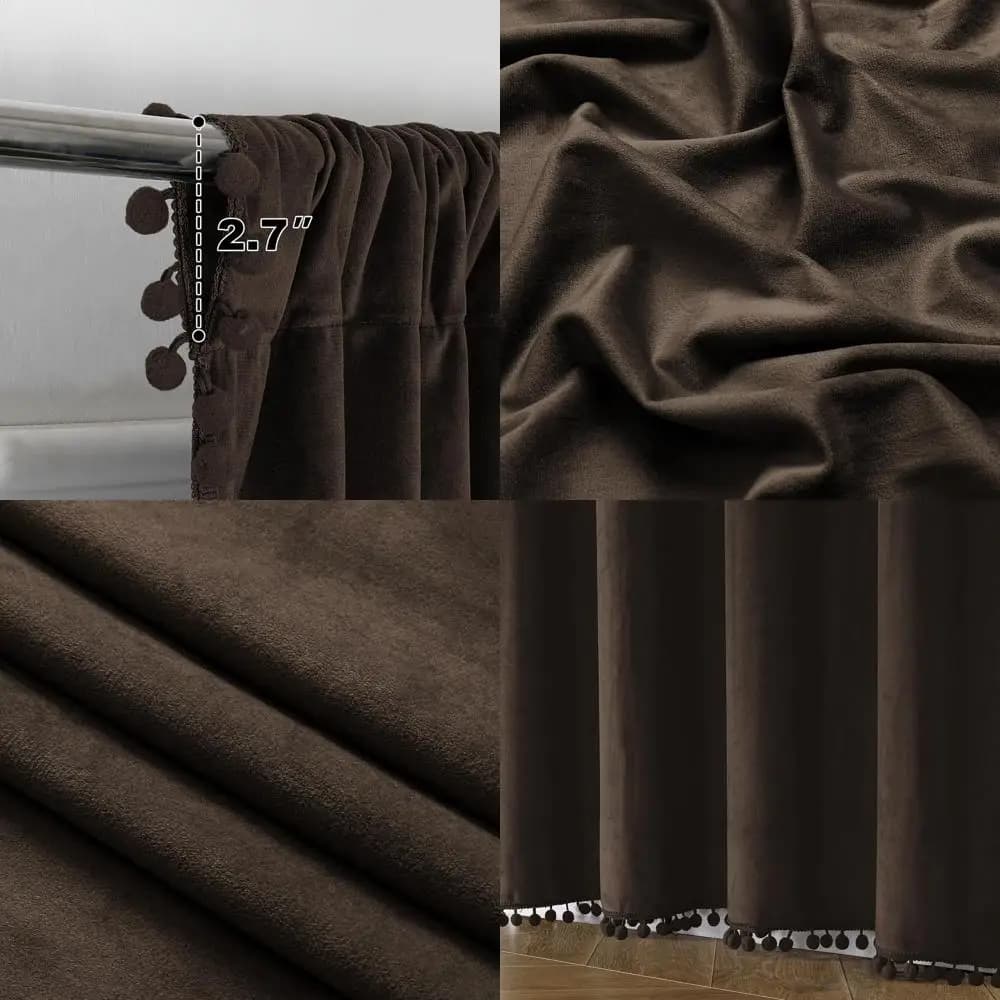 Darkening curtains for brown velvet room, 52 x 120, set with 2 panels per bedroom and living room