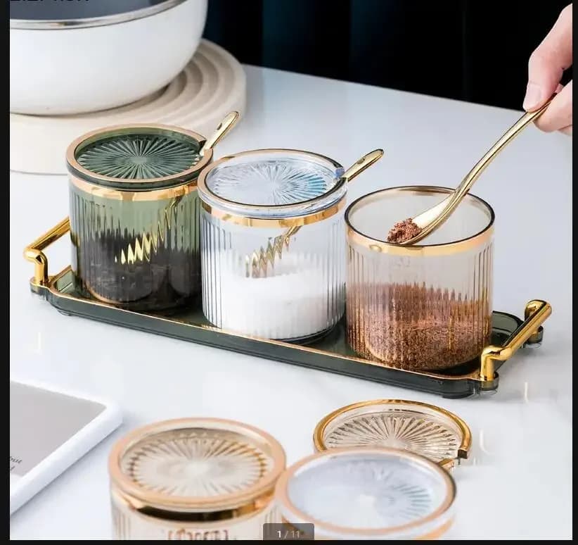 Set di Barattoli in Plastica per Spezie, Utensili da Cucina, Contenitori per Spezie, Saliera, Scatola per Condimenti, Bottiglia per Spezie