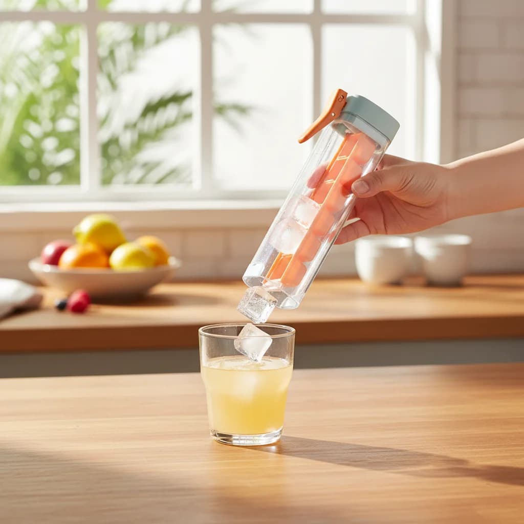 Stampo creativo per cubetti di ghiaccio, tipo pressa, a rilascio rapido, contenitore per ghiaccio, piccolo vassoio in silicone per ghiaccio, per succhi di frutta, gadget da cucina, utilizzabile con una sola mano