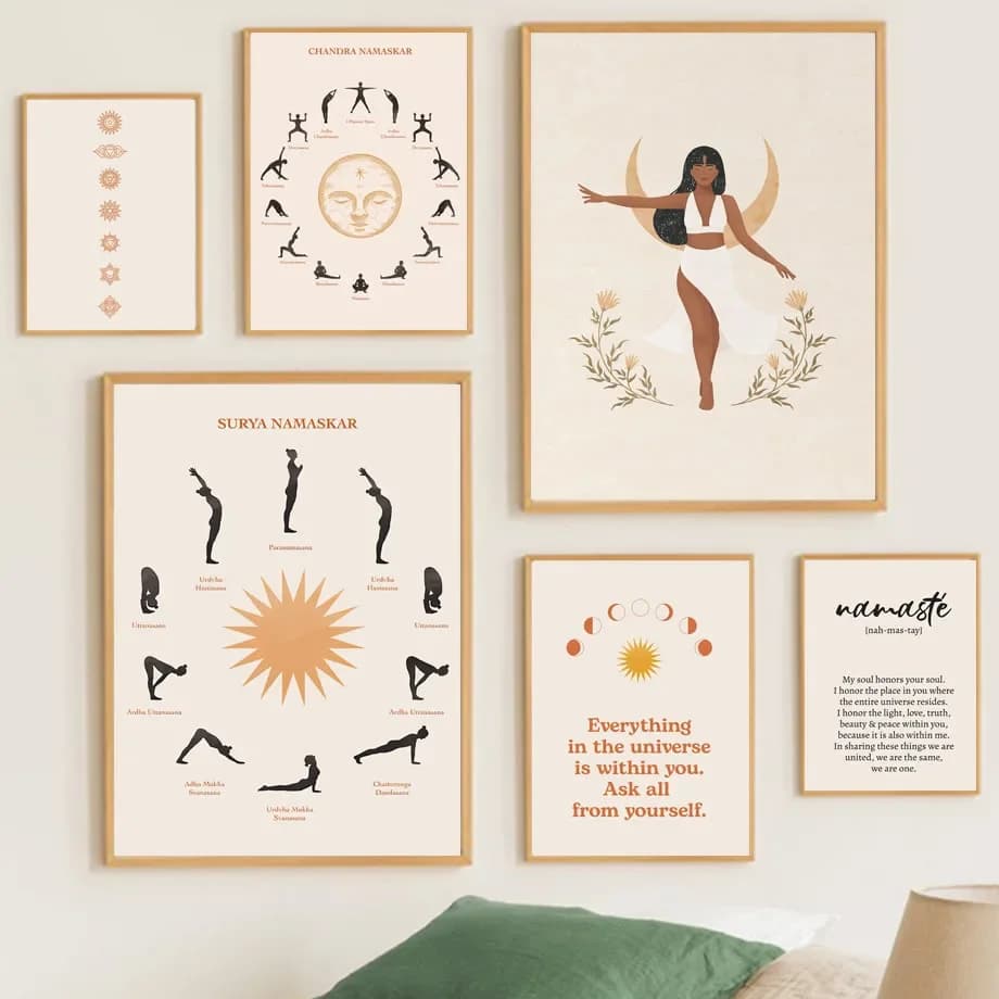 Decorazioni spirituali Yoga Poster e stampe Palestra Zen Parete Tela Pittura Arte moderna Immagini murali Aula Ufficio Decorazione della stanza