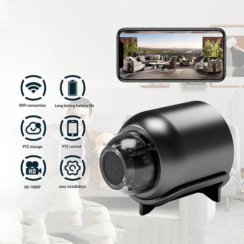 Mini telecamera WiFi 1080P HD Visione notturna inclusa Rilevatore di suoni di movimento in Home Office Micro baby monitor grandangolare da 120 gradi