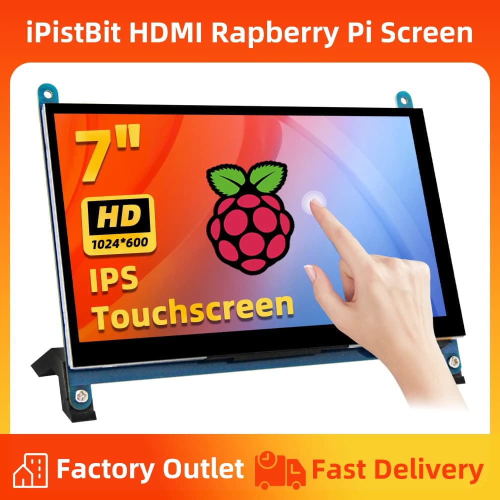 Schermo Raspberry Pi da 7 pollici, monitor touch screen IPS TFT LCD HDMI 1024 * 600