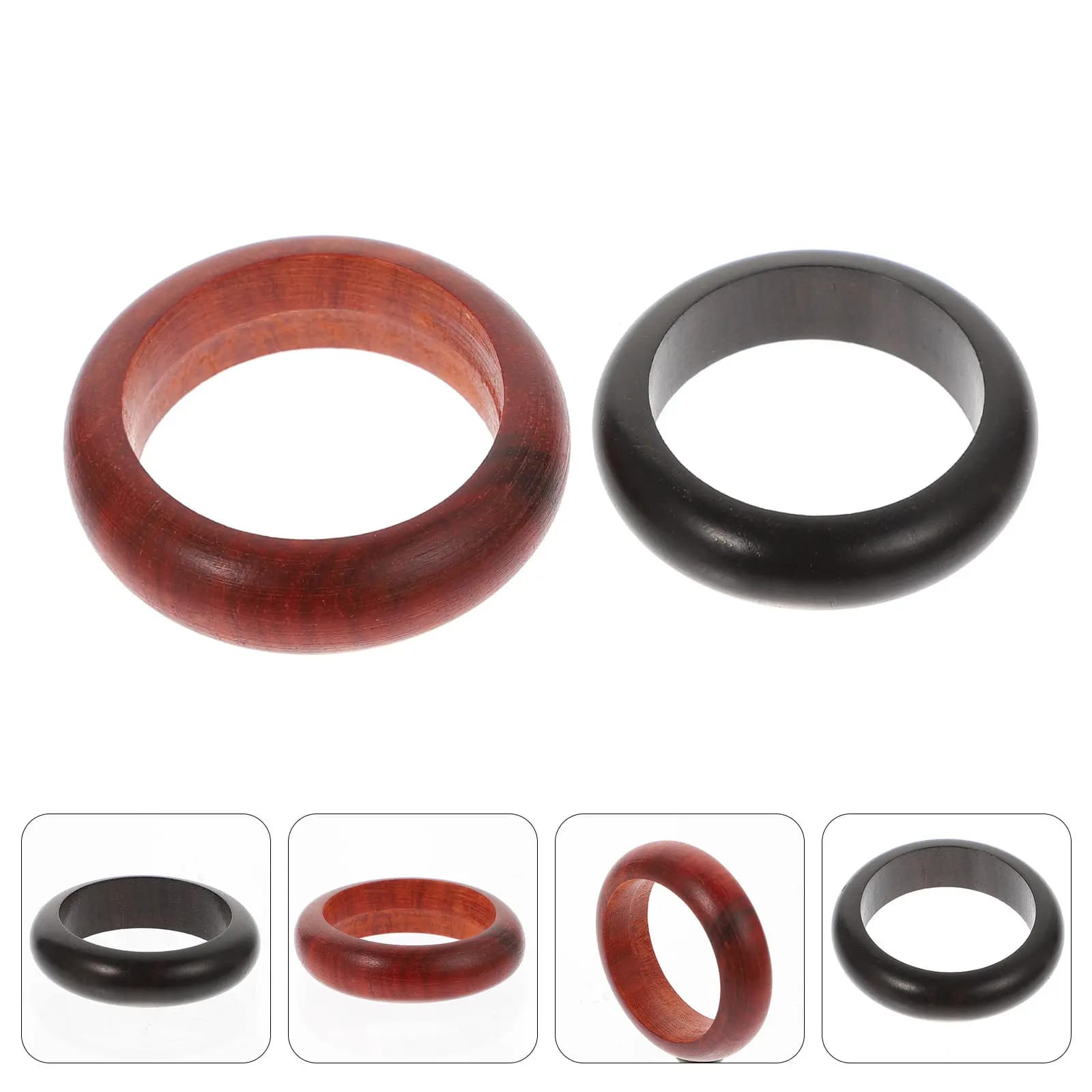 Set di 2 Anelli in Legno, Lisci e Confortevoli, Stile Vintage Elegante, Ornamento per Dita, Collezione di Gioielli, Regalo