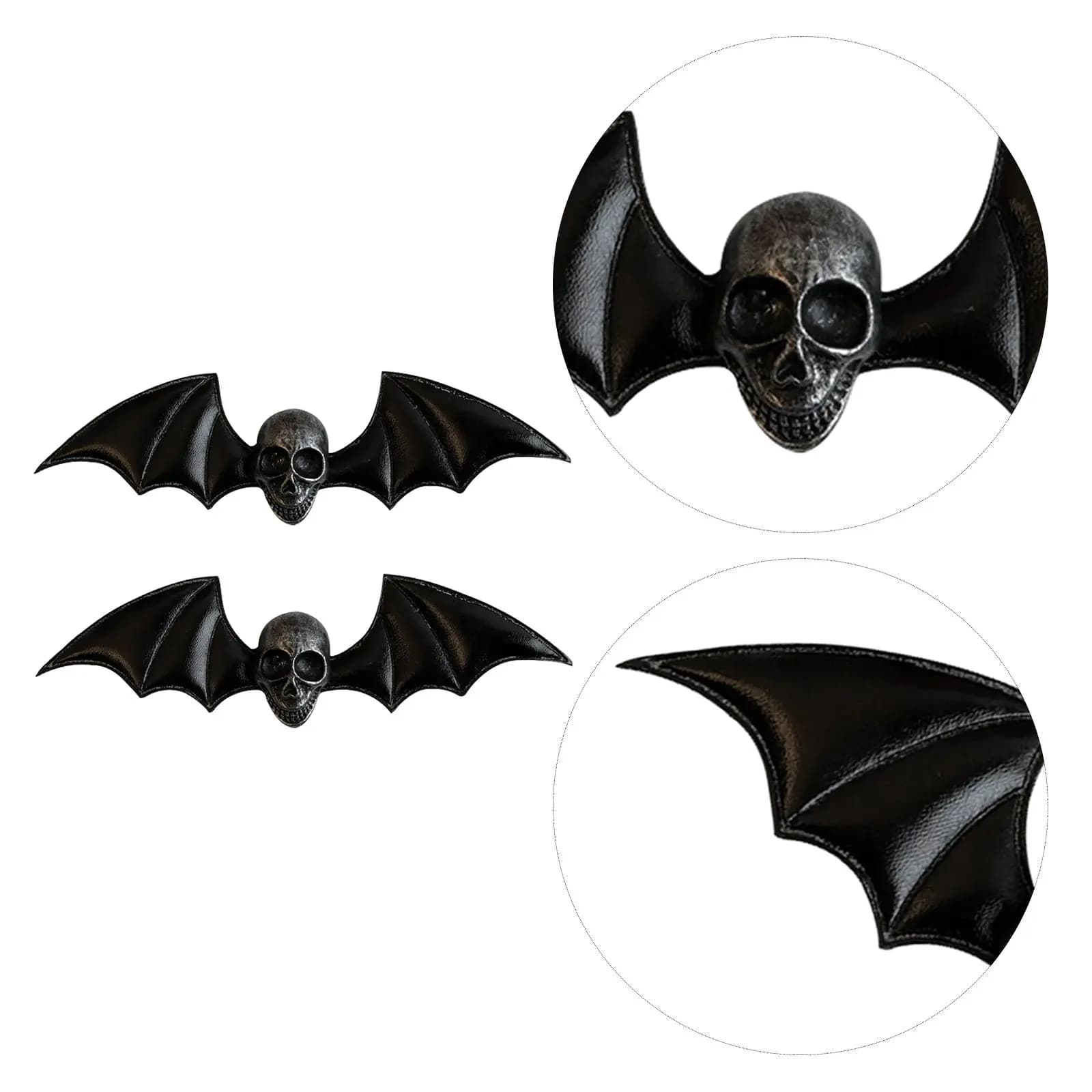 2 Pezzi Fermagli per Capelli Gotici a Forma di Teschio con Ali, Accessori Punk per Halloween, per Donne, per Feste e Cosplay