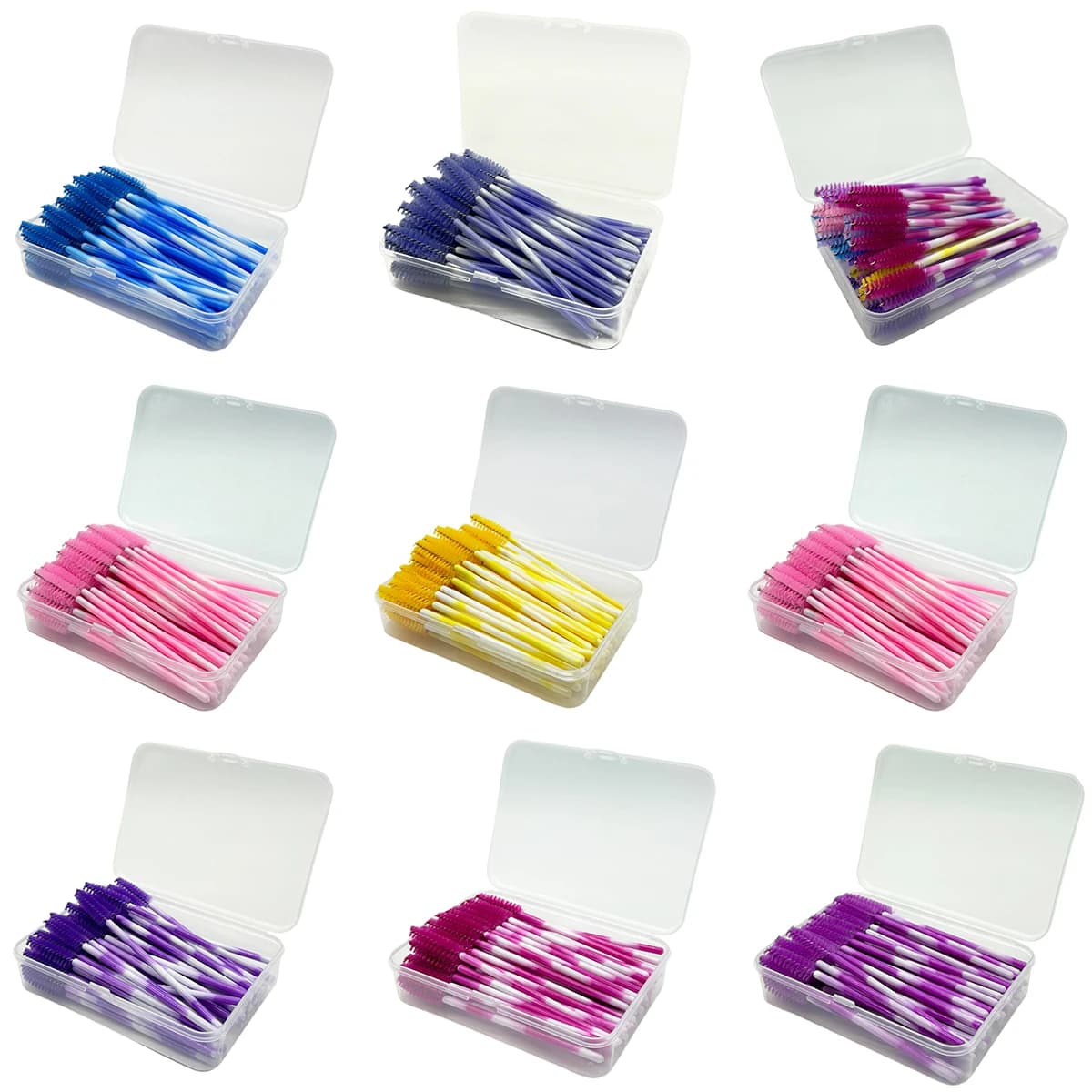 Transparent Box 200 Pieces Makeup Brush Eyebrow Brushes Disposable Mascara disposable Mascara Bacchetta Extension Eyelashes Supplies