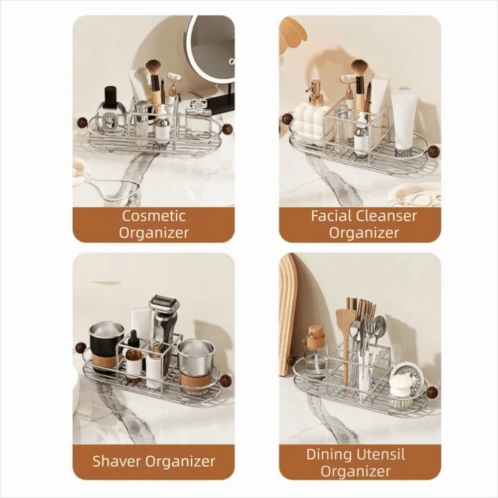 Stainless Steel Toothbrush Holder Waterproof Quick Dry Mouthwash Cup Rack Rustproof Space Saving Toothbrush Drain Rack Desktop