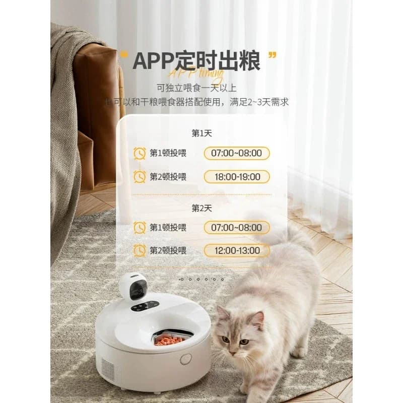 Distributore Automatico Intelligente di Cibo Umido per Gatti, Ciotola in Acciaio Inossidabile, Raffreddamento e Riscaldamento, Alimenti Refrigerati per Animali Domestici