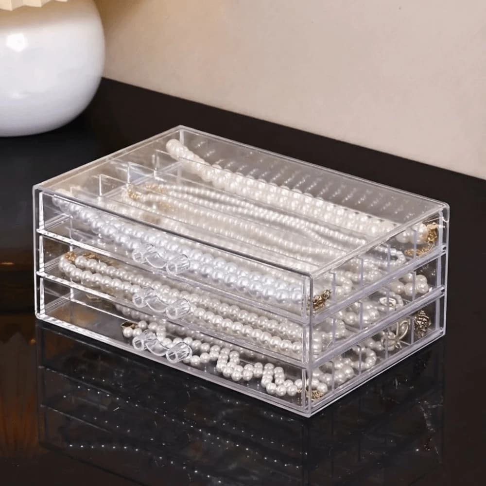 Scatola porta collane trasparente a 3/5 strati, impermeabile e antipolvere, espositore per collane, organizer, vassoio porta gioielli in plastica