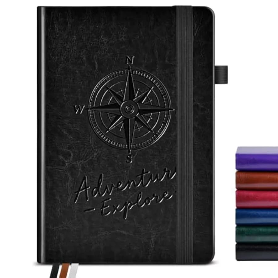 Lined Journal Notebook for Women Men, 60 Pages, A5 Hardcover Vintage Leather Journaling Notebooks for Work, School, Note Taking