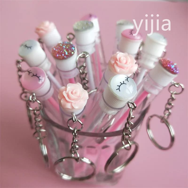 5 pcs reusable eyelashes brush tube keychain plastic portable eyelashes comb container Spoolie Glitter Cils Mascara wands keychain