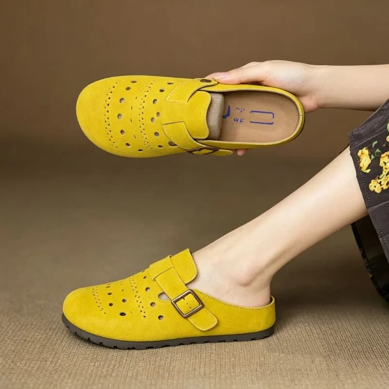 Nuove Scarpe da Donna di Lusso in Vera Pelle Traforata, Ciabatte Mueller alla Moda, Scarpe Casual di Design, Zapatos De Mujer
