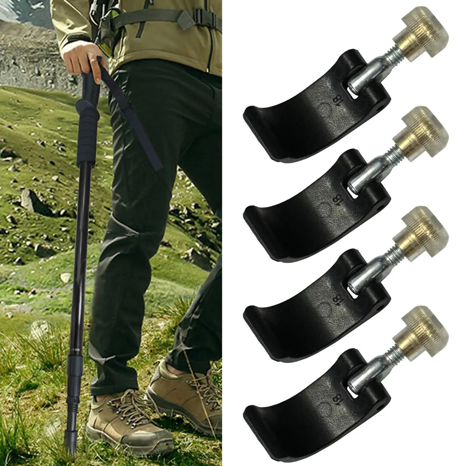 Parts for Trekking Sticks: Durable Handle Lock, Portable Spare Parts Clip, Walk Stick Closure, Outdoor Hiking