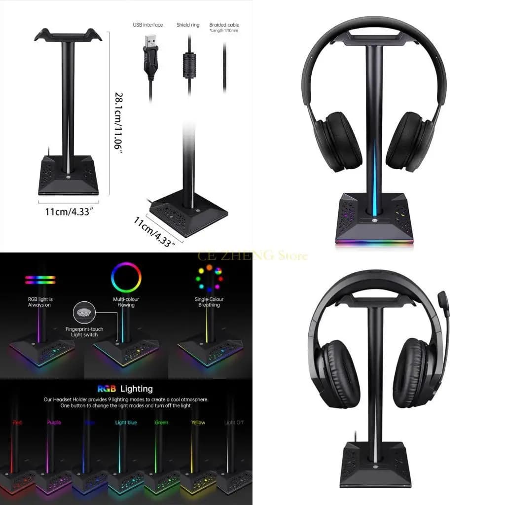 Supporto per cuffie premium RGB E56B montato sulla testa per cuffie creative sulla scrivania