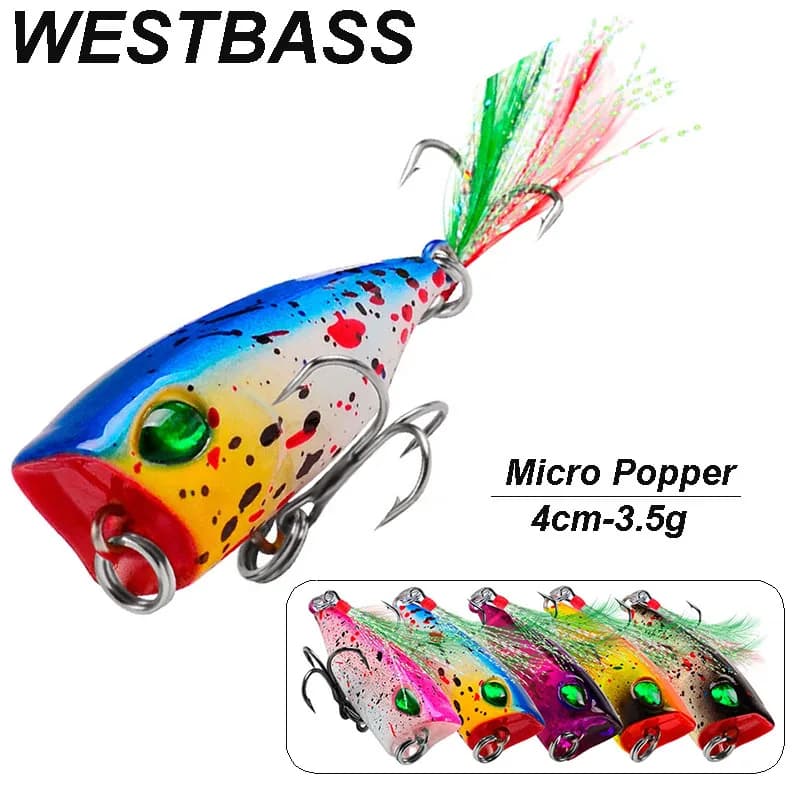 WESTBASS 1PC Micro Popper Lure 4cm-3.5g Wobbler da pesca rumoroso Floating Hard Bait Ultralight Swimbait leurre peche cebo duro Isca