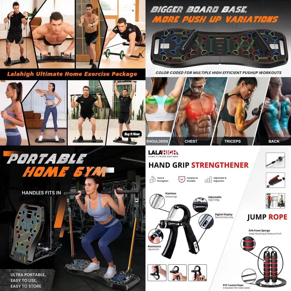36-in-1 Multifunction Table for Home Gym with Abdominal Roller and Elastic Training Bands Total Body