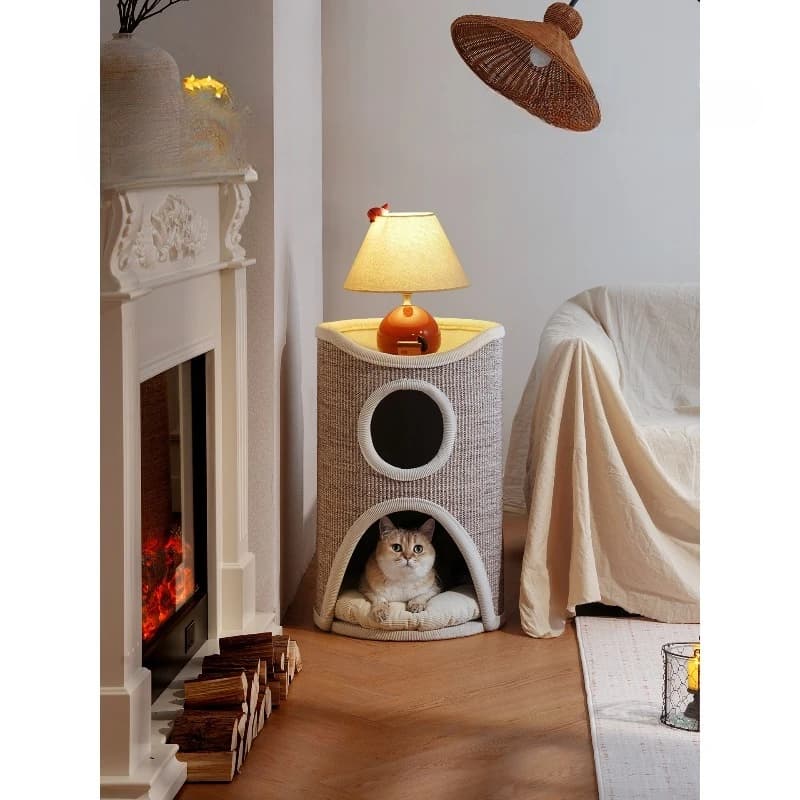 Cuccia per gatti a forma di albero, calda in inverno, con senso di sicurezza chiuso e protetto, due strati superiori e inferiori, ispessita per l'inverno