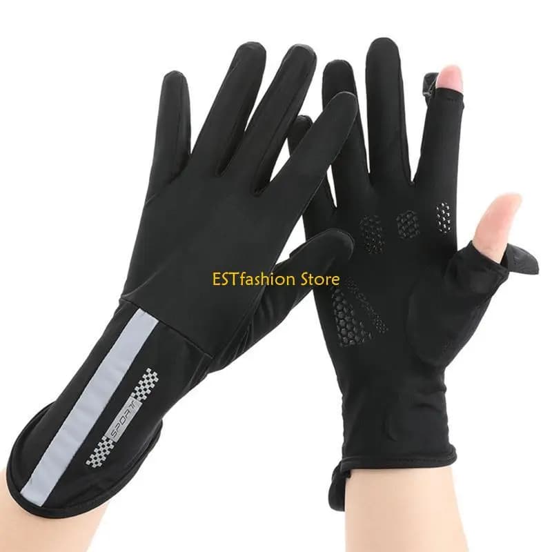 Y5GC Guanti da donna anti-UV per protezione due mezze per guanti da sole estivi Kayak F