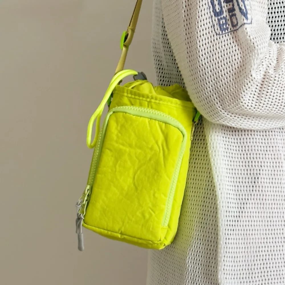 Korean Style Drawstring Bag Water Bottle Holde Water Cup Cover Water Cup Bag Purse Solid Color Mobile Phone Bag Girls