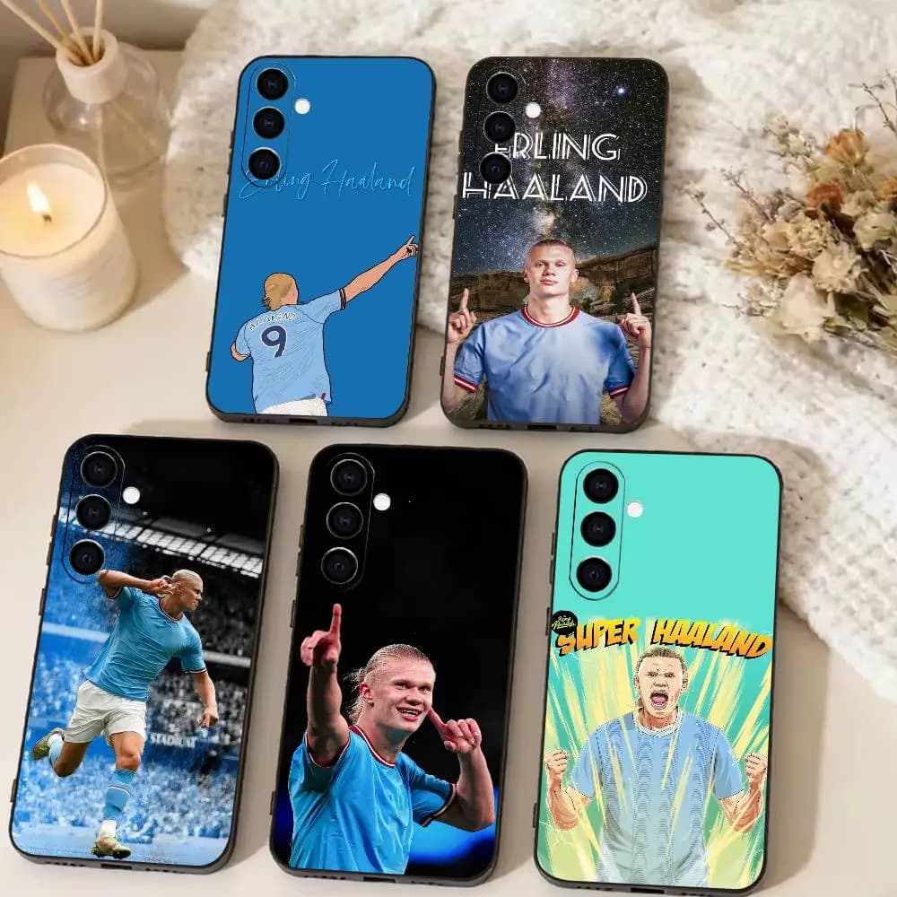 Custodia per telefono Football E-Erling Haaland per Samsung Galaxy A73,A72,A71,A70,A53,A52,A51, custodia nera in morbido silicone