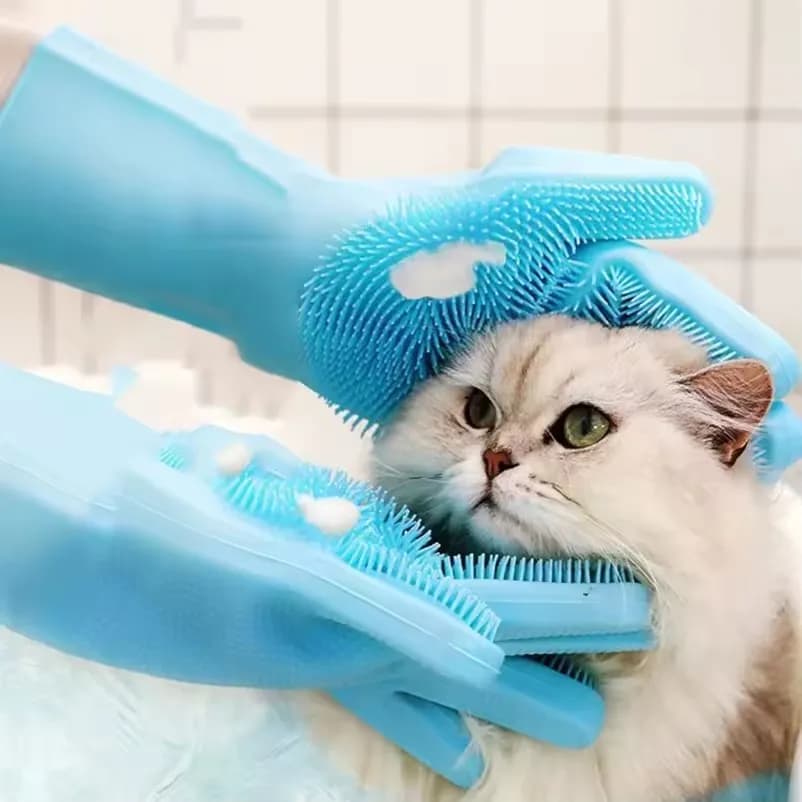 Guanti in Silicone per il Bagno degli Animali Domestici, Perfetti per Shampoo e Spazzolatura di Cani e Gatti, Guanti per Toelettatura e Bagno