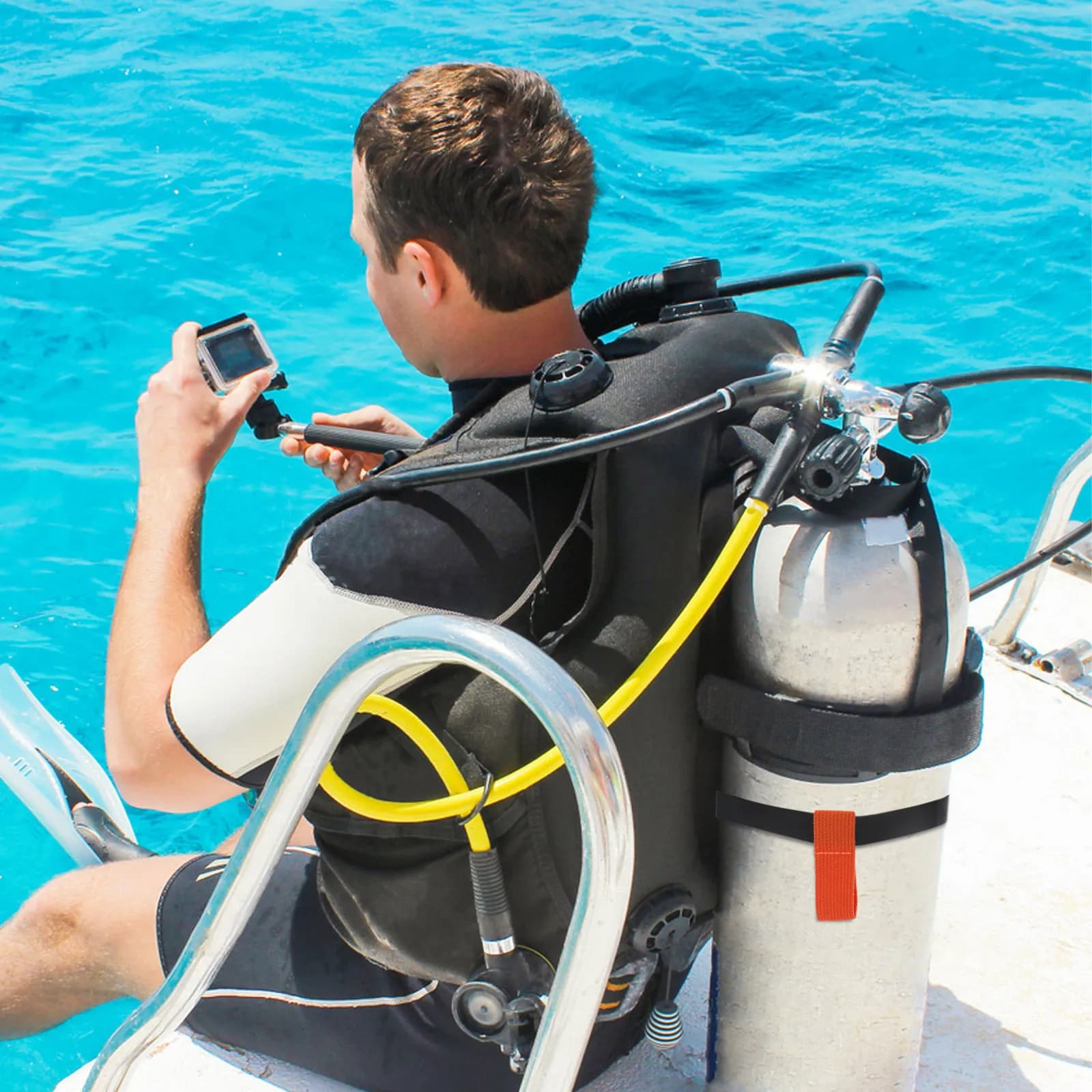 Scuba Tank Retainer Band Side Mount Diving Cylinder Strap Ergonomic Low Quick Adjustment System Abrasion Resistant