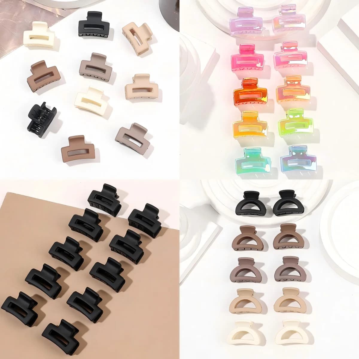 10 fermagli per capelli piccoli rettangolari opachi multicolori per donne e ragazze, accessori per capelli a forcina con frangia carina