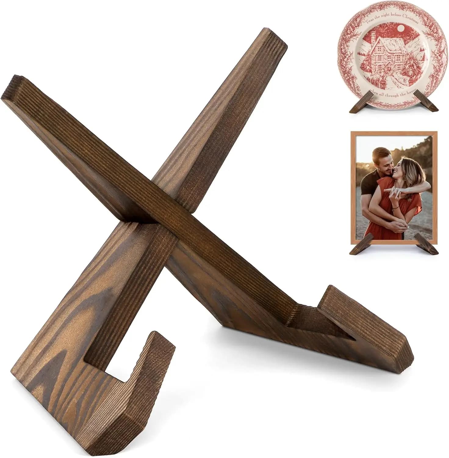 Supporto in Legno da 6,5 Pollici per Esposizione, Cavalletto Decorativo da Tavolo e Porta Cornici