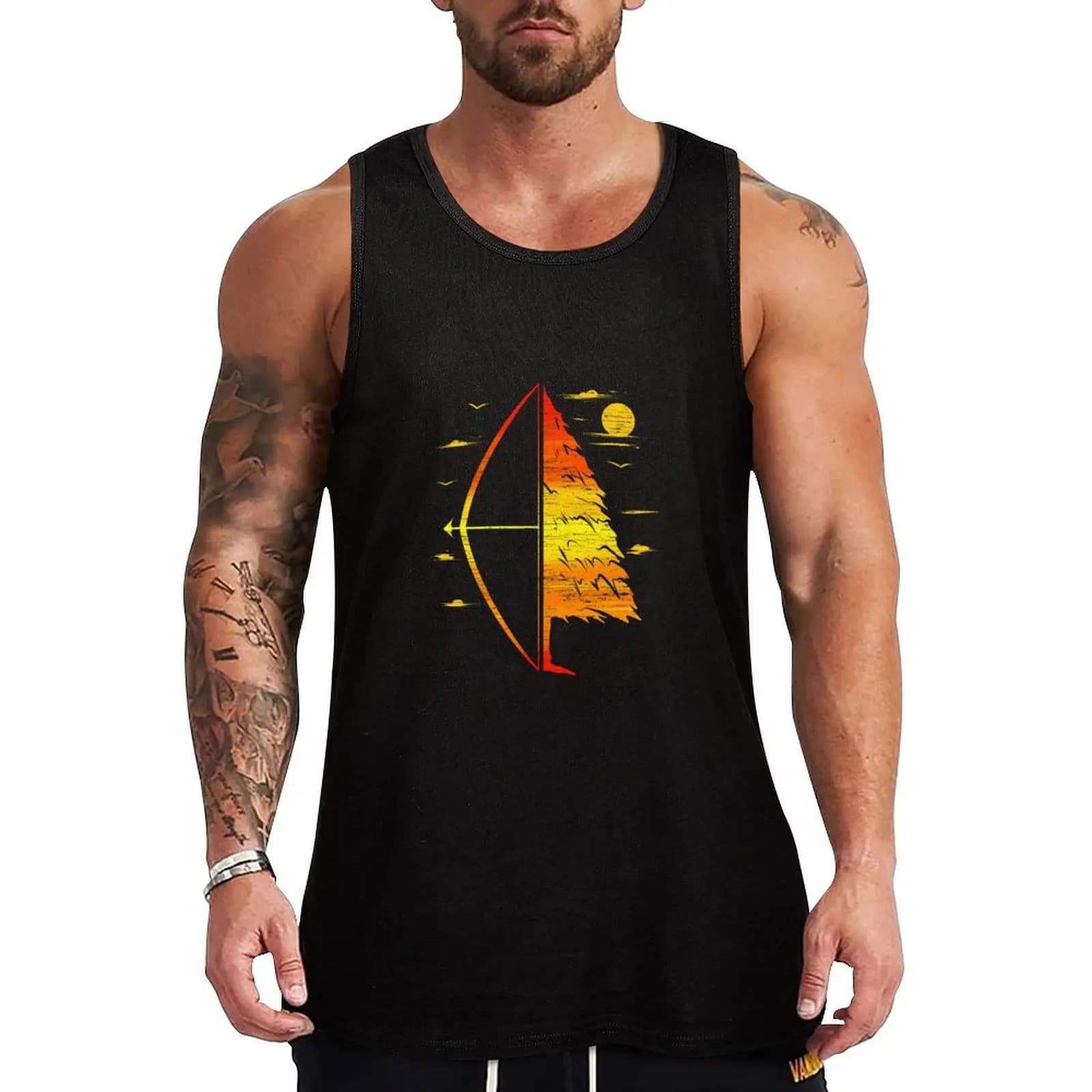 Archery Archer Hunter Bow Arrow Vintage Bowhunting Tank Top Casual Graphic Tank Top Print Design Sleeveless Top