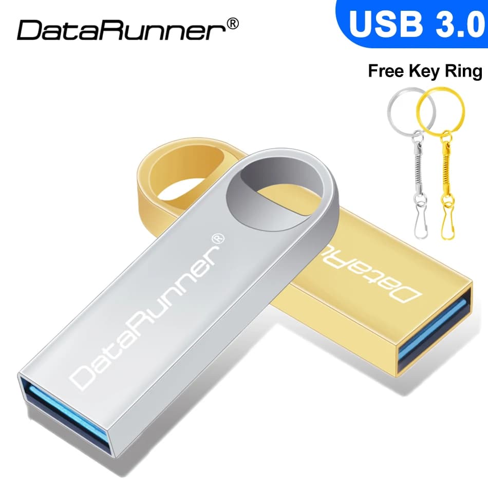 Chiavetta USB DataRunner ad Alta Velocità in Metallo, 16GB 32GB 64GB 128GB 256GB, Pendrive Impermeabile USB 3.0, Memoria Flash