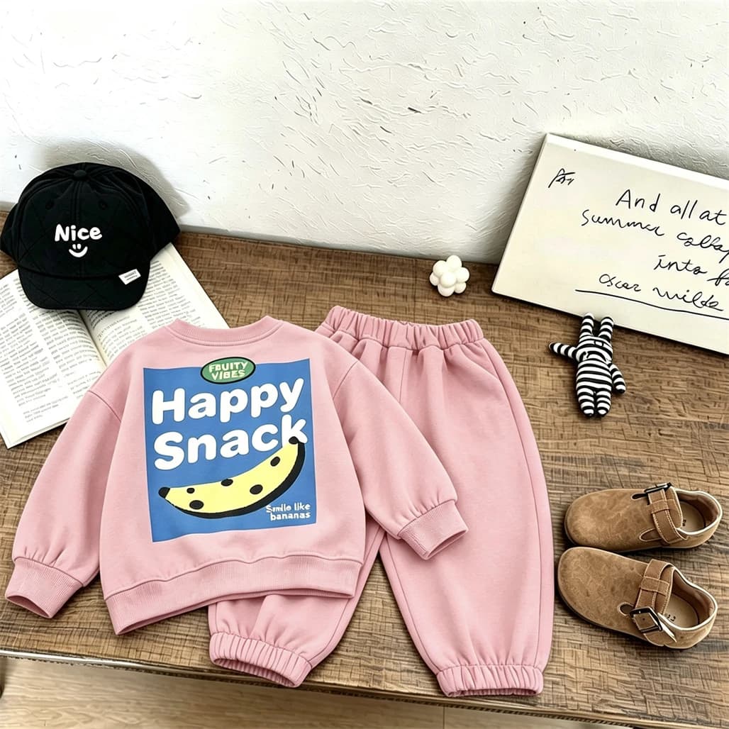 Kids Lovely Sweatshirts+Pants Two Piece Set Autumn Clothes Loose Round Neck Hoodie Toddler Loose All-match Pants Outer Wear
