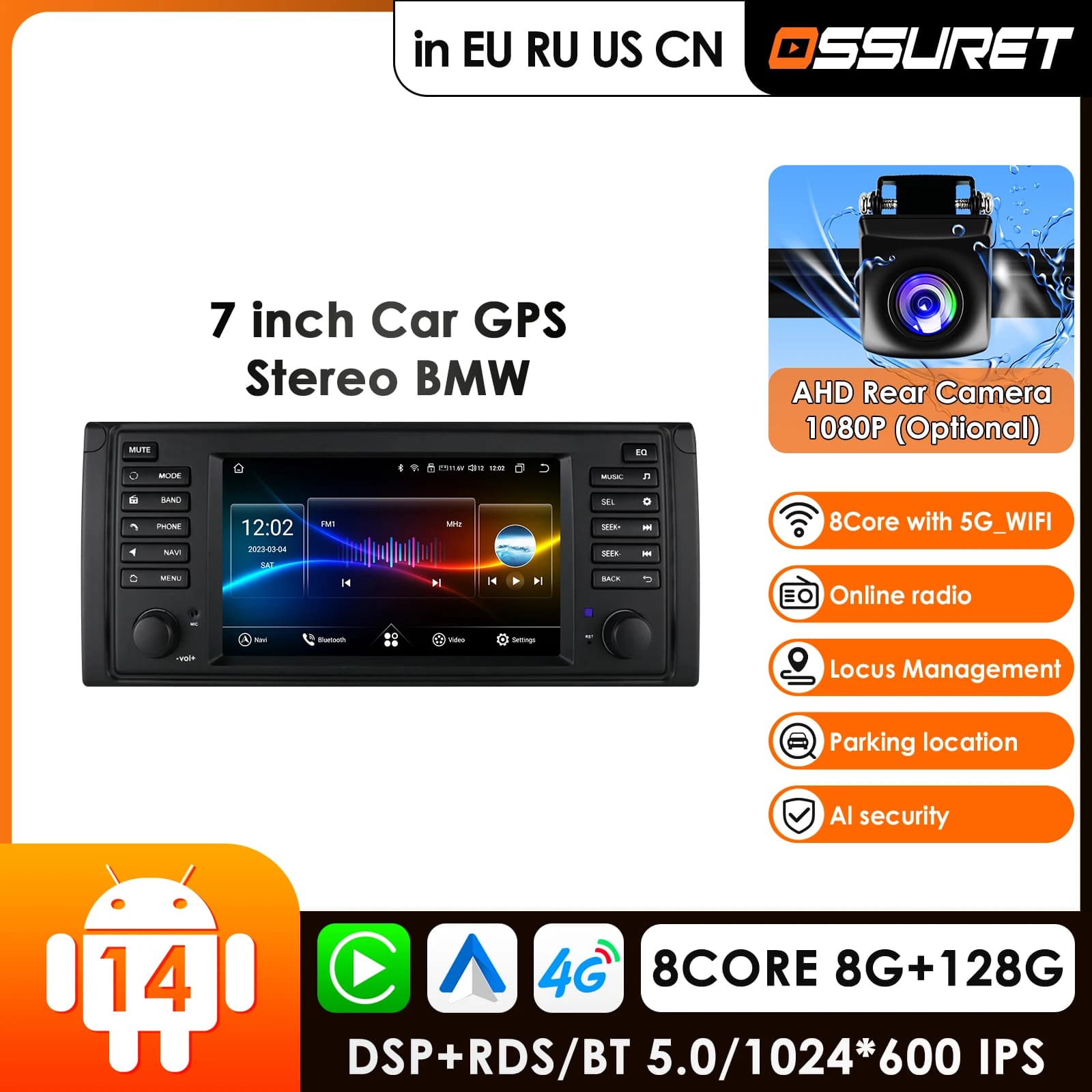 Carplay Android Auto Radio Lettore multimediale per BMW E39 E53 M5 1995-2003 Navigazione GPS Stereo HeadUnit Sistemi intelligenti per auto