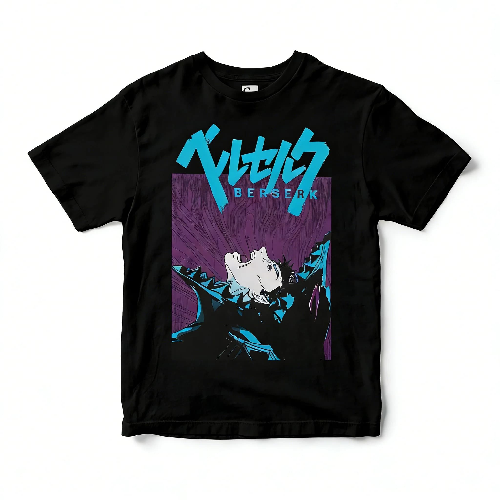 T-Shirt Nera da Uomo Berserk Anime con Grafica Manga di Guts, in Cotone, Moda Streetwear per Uso Quotidiano, Casual, Otaku, Cosplay, Campus, Casa