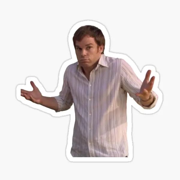 Dexter Morgan Shrug 5PCS Stickers for Water Bottles Window Luggage Car Living Room Stickers Background Funny Laptop Kid Print