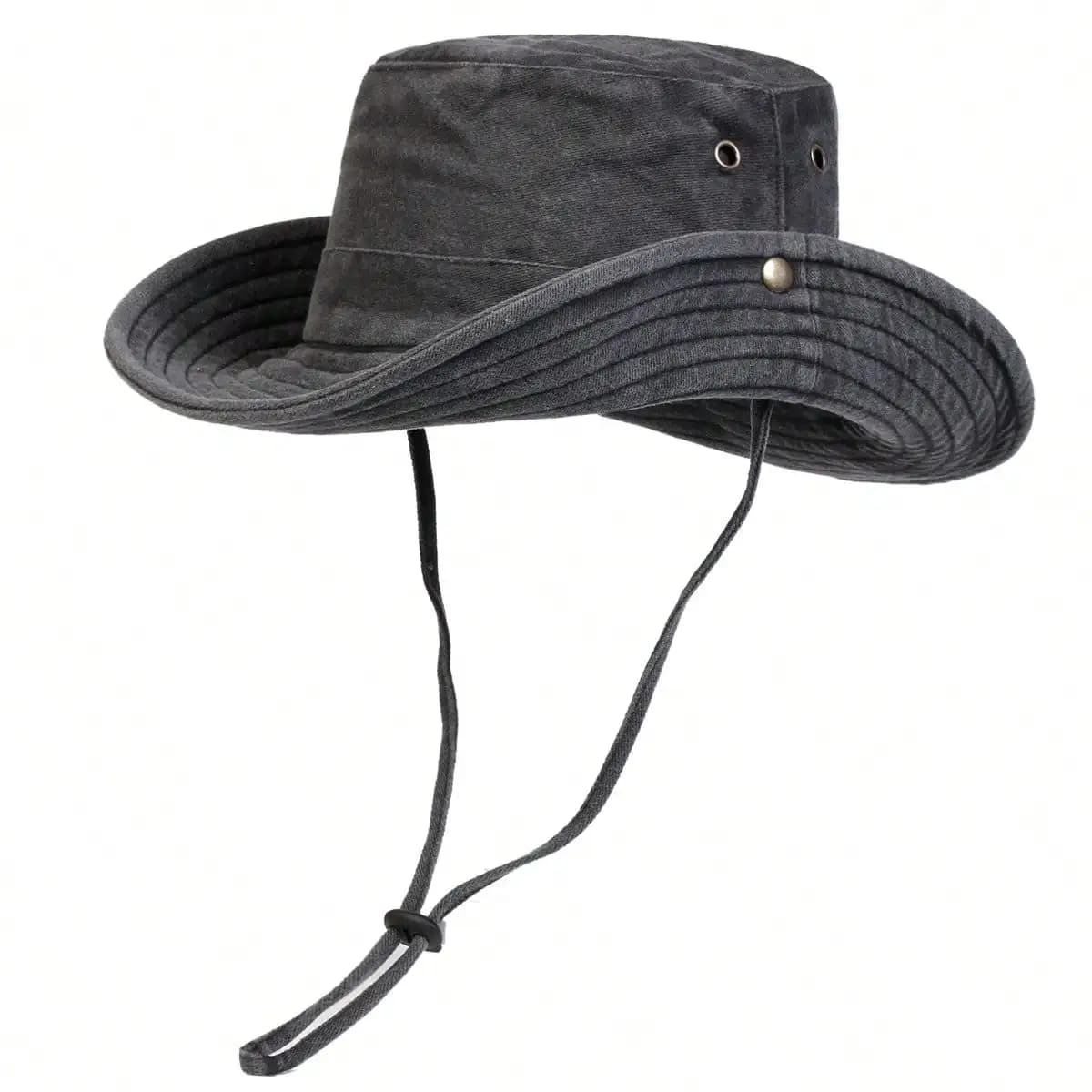Cappelli da pescatore da uomo con tesa larga, effetto lavato, per esterni, casual, con protezione solare