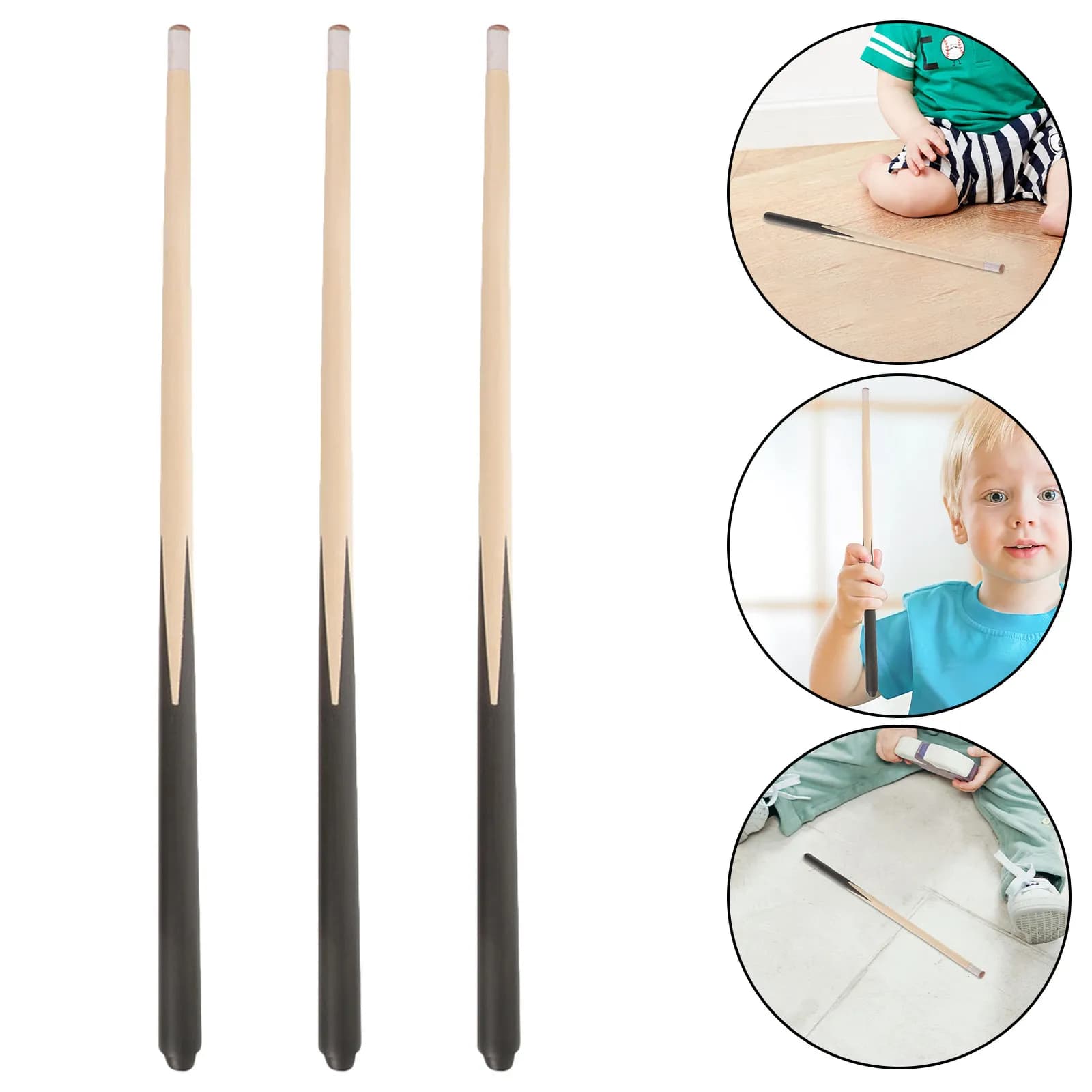 6 Pcs Billiard Cue Stick Mini Wood Pool Practice Sticks for Hardwood Childs Accessory