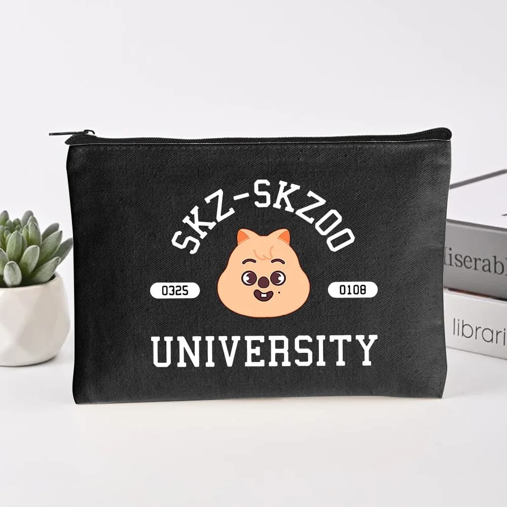 Astuccio in tela con personaggi dei cartoni animati Stray Kids Skzoo, borsa per cancelleria per studenti, borsa porta trucchi, per il commercio transfrontaliero