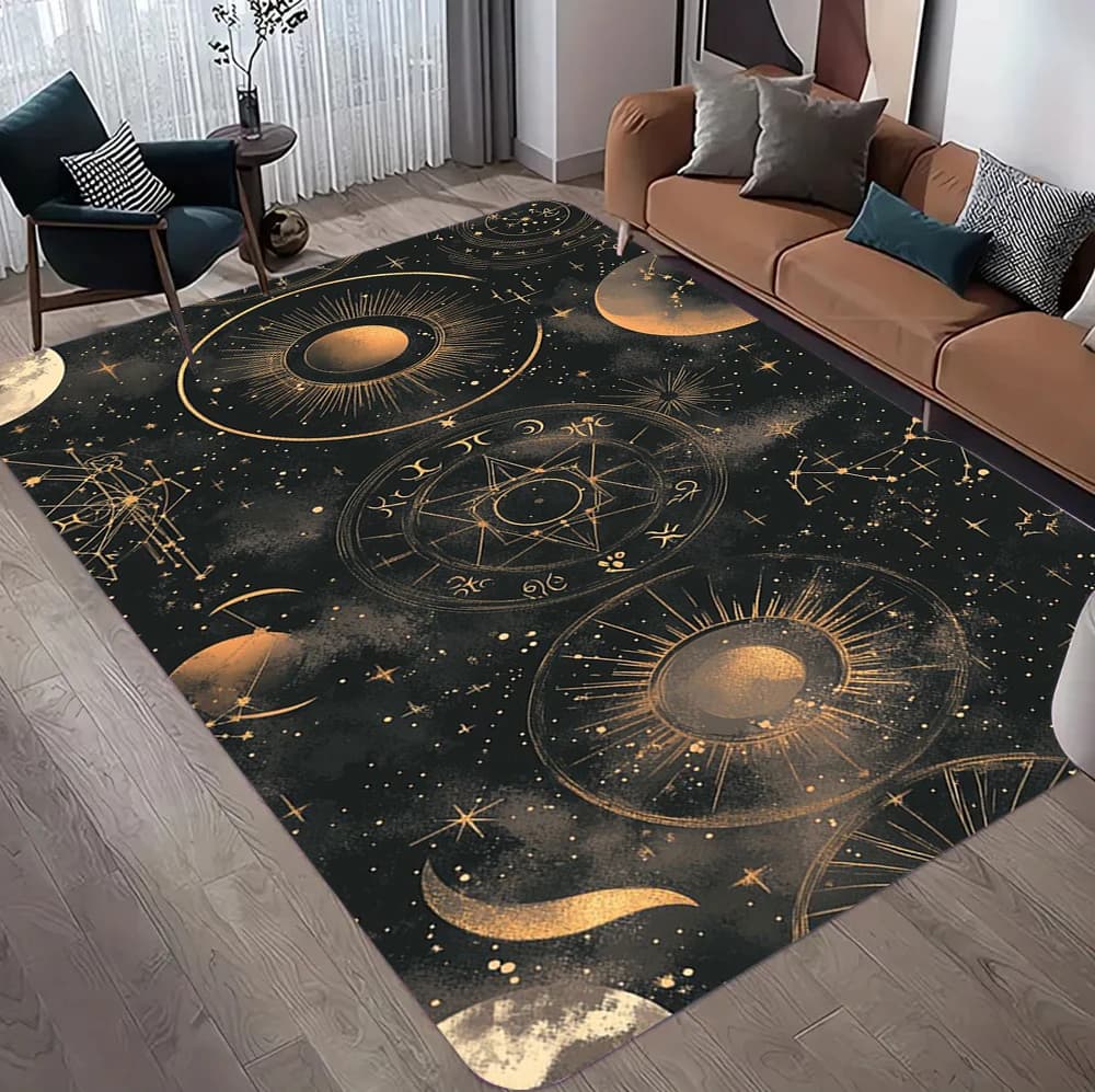 12 Tappeto costellazione Cielo stellato Galassia Tappeto stampato Modello sole luna Tappetino per porta d'ingresso Tappeto decorativo per camera da letto soggiorno